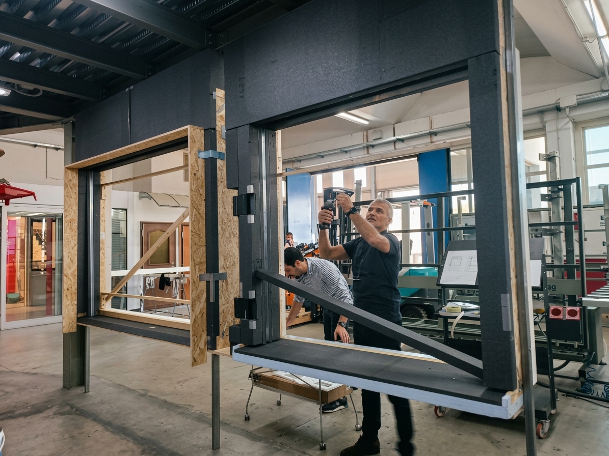 Assemblaggio e collaudo del serramento in officina