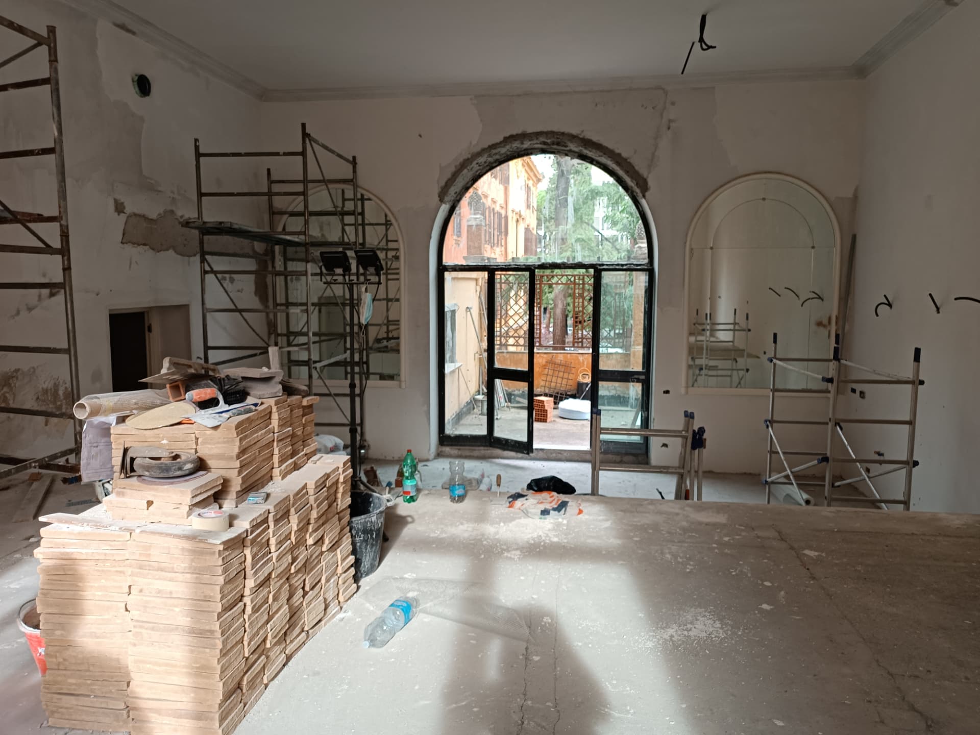 Il salone di rappresentanza durante i lavori di cantiere